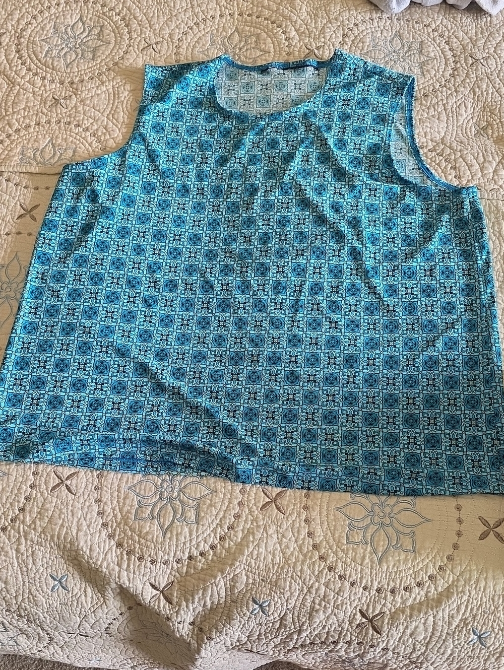 Women’s Blue Printed Sleeveless Tank Top